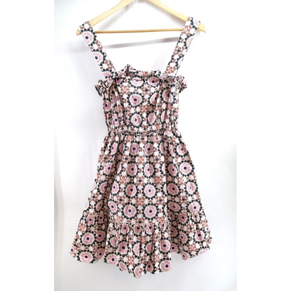Kate Spade New York NWT Women's 6 Floral Mosaic Poplin Pink Brown Pattern Dress - Picture 2 of 9